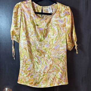 Wrapper Women's Leaf Pattern Blouse - Green, Purple, Orange